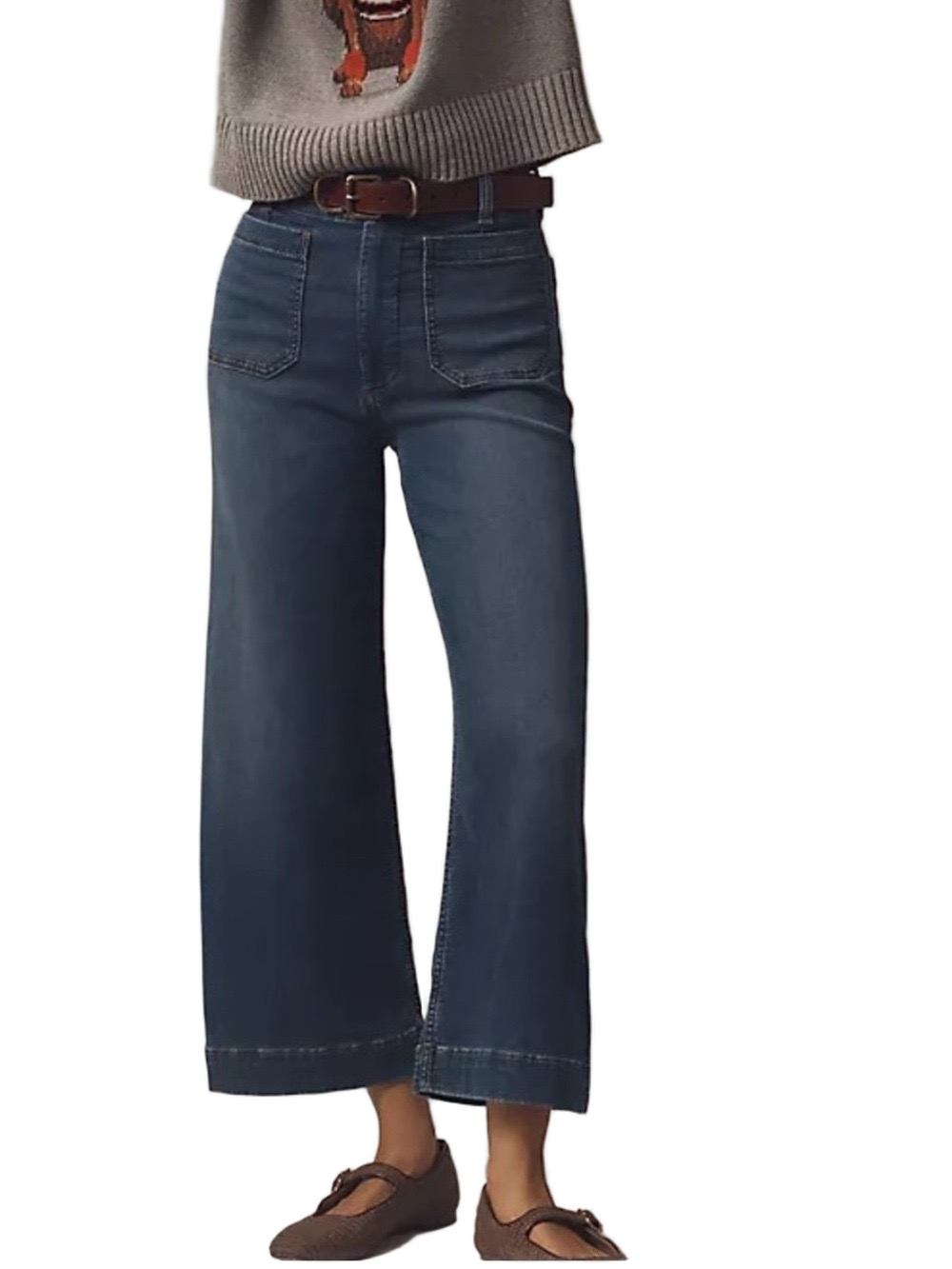 Anthropologie Maeve Colette Knit Wide Leg Crop Jeans Size 29